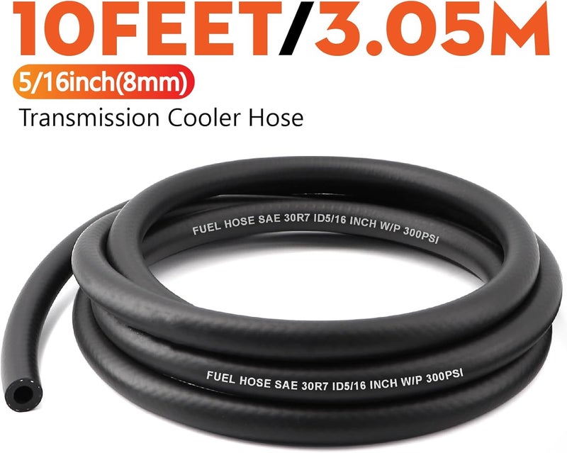 Taxutor 5/16" ID 8mm Fuel Line Hose 10FT - SAE 30R7 300PSI Replacement Kit for Automotive, Marine, Small Engine - Gas, Oil, Diesel Hose with 10 Clamps - Image 5